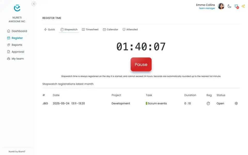 Use stopwatch for accurate single task tracking